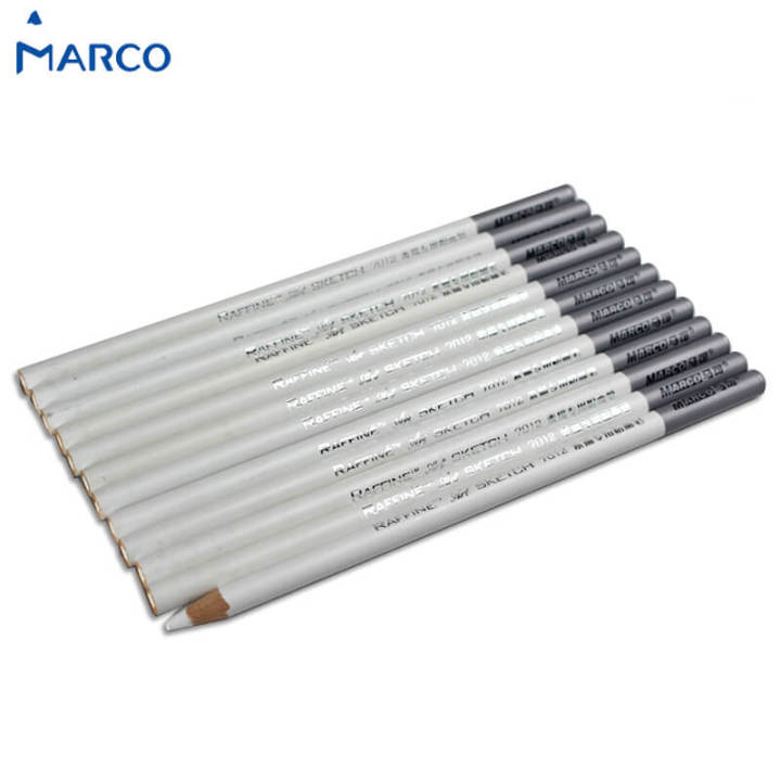 marco-ดินสอสีสีขาว12-กล่อง-lapis-de-cor-ดินสอสีพาสเทลสำหรับศิลปินวาดภาพร่างอุปกรณ์นักเรียน