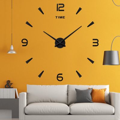 [24 Home Accessories] นาฬิกาแฟชั่น DIY ติดผนัง3D สำหรับห้องนั่งเล่นนาฬิกากระจกอะคริลิคสติกเกอร์ยุโรปนาฬิกาควอตซ์ตกแต่งขนาดใหญ่