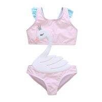 Honeyzone Pink Swan Belly Protection ชุดว่ายน้ำเด็กผู้หญิงชุดว่ายน้ำ Babi เด็กทารกเด็กวัยรุ่นเด็กการ์ตูนชุดว่ายน้ำ