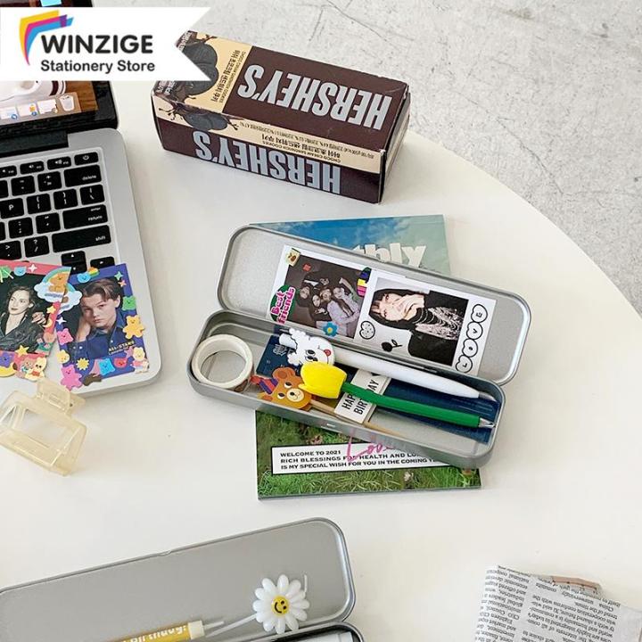 winzige-กระเป๋าดินสอมินิมอล-กระเป๋าใส่ดินสอปากกา-กล่องดินสอโลหะสไตล์เกาหลีสําหรับเครื่องเขียน-เครื่องเขียน-อุปกรณ์การเรียน