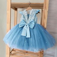 Baby Girls Princess Lace Dresses for Birthday Backless Flower Elegant Wedding Party Tutu Gown Kids Pageant Prom Formal Dress