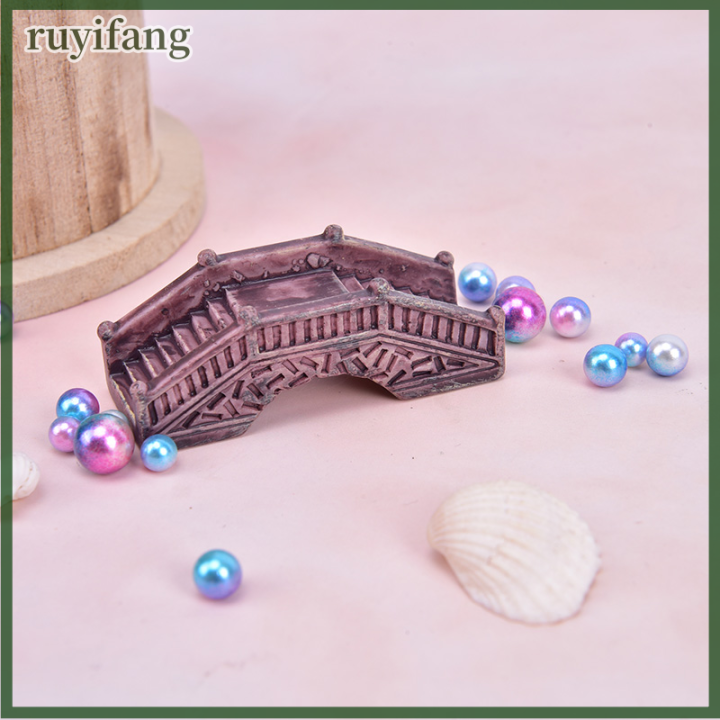 ruyifang-1ชิ้นของเล่น-diy-สวนนางฟ้าจิ๋วทำจากเรซินรูปสะพานทำด้วยไม้