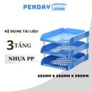 Kệ đựng tài liệu để bàn 3 tầng - màu Xanh Biển - nhựa pp