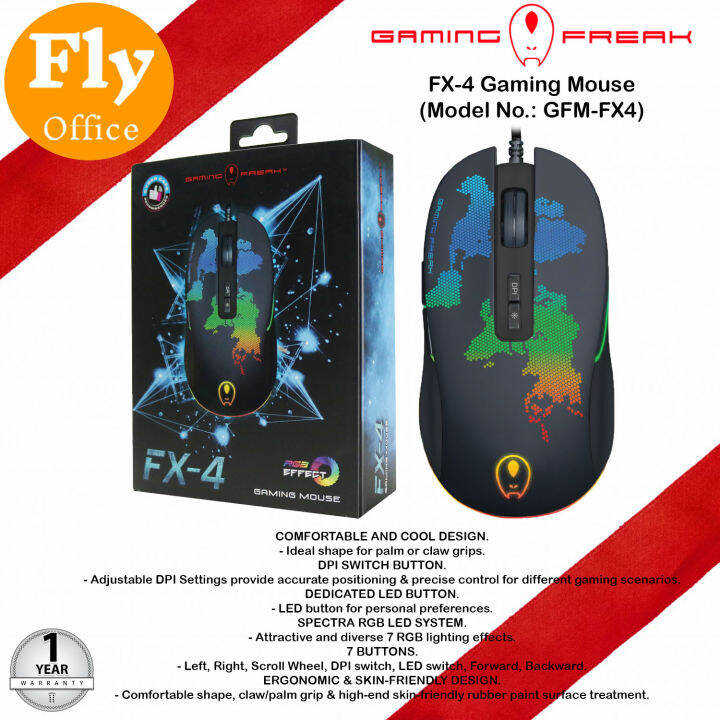 AVF Gaming Freak FX4 Gaming Mouse 6400 DPI With RGB Effect PC Desktop