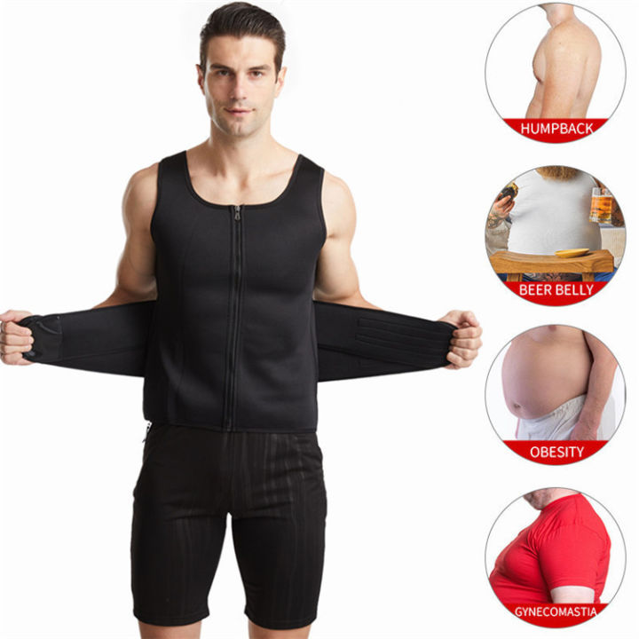 Men Sweat Tops Slimming Body Shaper Chest Compression Gynecomastia Boobs  Undershirt Waist Trainer Belly Vest