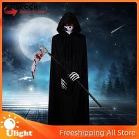 Ulight ชุดเสื้อผ้าแต่งตัวฮาโลวีน Grim Reaper การแสดงบนเวที Grim Reaper เคียวเสา