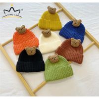 I LOVE หมวกแก๊ปการ์ตูนรูปหมีสำหรับเด็ก6-24ม. สำหรับเด็กหญิงเด็กชาย Topi Renda ถักฤดูใบไม้ร่วงฤดูหนาวหมวกเด็กเกาหลี