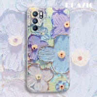 ROAZIC สำหรับ OPPO Reno 6 6Z 6 Pro 5G 5 4G Marvel Edition เคสโทรศัพท์ภาพวาดดอกไม้ Soft Case Luxury Blue Ray Diamond Glitter ซิลิโคน Reno6 Reno5