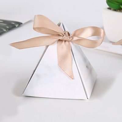 【YF】❃☎  10pcs Triangular Marble Favor And Gifts Boxes Chocolate Bomboniera Wedding Decoration Supplies