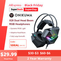 ONIKUMA X20 Gaming Headphones with Dynatic RGB Lighting 3.5mm 7.1 Surround Wired Earphone Game Headset for Computer PC Gamer