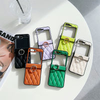 เคสฝาพับ5สำหรับ Samsung Galaxy Z Flip5 Z เคสแบบพับหนังหัวเข็มขัดคลุมทั้งหมดกันกระแทกแฟชั่นใหญ่สไตล์ใหม่เอี่ยม