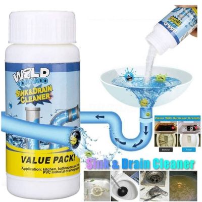 wild tornado sink &amp; drain cleaner  ผงละลายสลายไขมันผมน้ำมันสบู่ ที่อุตตันในท่อน้ำ ได้อย่างง่ายดายสมบูรณ์แบบ เพียงเทลง่อน้ำอุดตันแล้วทิ้งไว้ 15 นาที