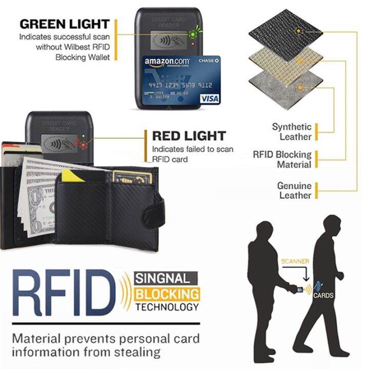 layor-wallet-คาร์บอนไฟเบอร์ผู้ถือบัตรกระเป๋าสตางค์ผู้ชายยี่ห้อ-rfid-สีดำเมจิกพับหนังบางมินิกระเป๋าสตางค์กระเป๋าเงินขนาดเล็กชายกระเป๋า-vallet