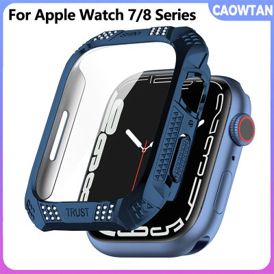 แฟชั่นฝาครอบ PC สำหรับสายคาด Apple Watch เคส TPU แบบอ่อน8 7 41มม. 45มม. เคสกันกระแทกกันชนสำหรับ I Watch Series 7 45มม.