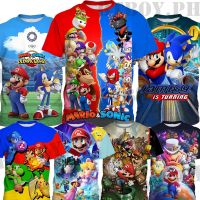 3-13 Years Old Sonic And Mario Bros T-Shirt For Kids Summer Short Sleeve Boys Girls Tops Casual Shirts