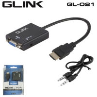 Glink HDMI TO VGA สายแปลง มีช่องสำหรับเสียบกับ jack 3.5 mm Glink GL-021 ของแท้