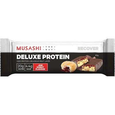 MUSASHI  Deluxe Bar Jam Donut 60g. 1 ชิ้น - มูซาชิ ดีลัก บาร์ อาหารเสริม โปรตีน ชนิดแท่ง