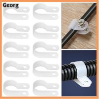 GEORG 10PCS ไนลอนทำจากไนลอน แคลมป์รัดท่อชนิด R ชุดจัดประเภท ท่อประปากระชับ คลิปสายเคเบิล ทนทานต่อการใช้งาน พลาสติกทำจากพลาสติก ที่ยึดหัวเข็มขัด สายเคเบิล