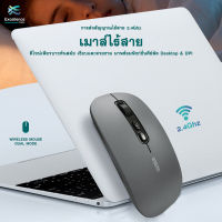 เมาส์ไร้สาย (มีแบตในตัว) (ปุ่มเงียบ) มีปุ่มปรับความไวเมาส์ DPI 1000-1600 มี (Premium Optical Light ใช้งานได้เกือบทุกสภาพผิว) Rechargeable Wireless Mouse for laptop/computer/mobile phone#A-041