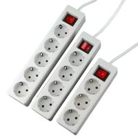 ∋ EU Standard German Type Socket Power Strip 2 Pin Plug With LED Indicator Switch