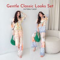 PATTERN.P SET032 : Gentle Classic Looks Set ชุดเซ็ต 2 ชิ้น เสื้อเชิ้ตคอปกแขนยาว มาพร้อมกางเกงเอวยางยืดด้านหลัง กางเกงมีกิมมิคเย็บป้ายด้านหน้า