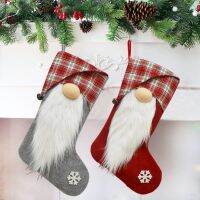 Hot Selling New Christmas decorations plaid gnome Christmas stocking with big beard