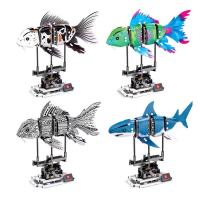 สินค้าพร้อมส่งจากไทย LEGO 81000S brand mechanical electric bionic fish deep-sea giant shark assembled building block toy ornament 7006