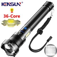 KENSUN 36-Core Powerful Led Flashlight Cob Side Light Usb Rechargeable XHP360 Torch Super Bright IPX4 Waterproof Camping Fishing