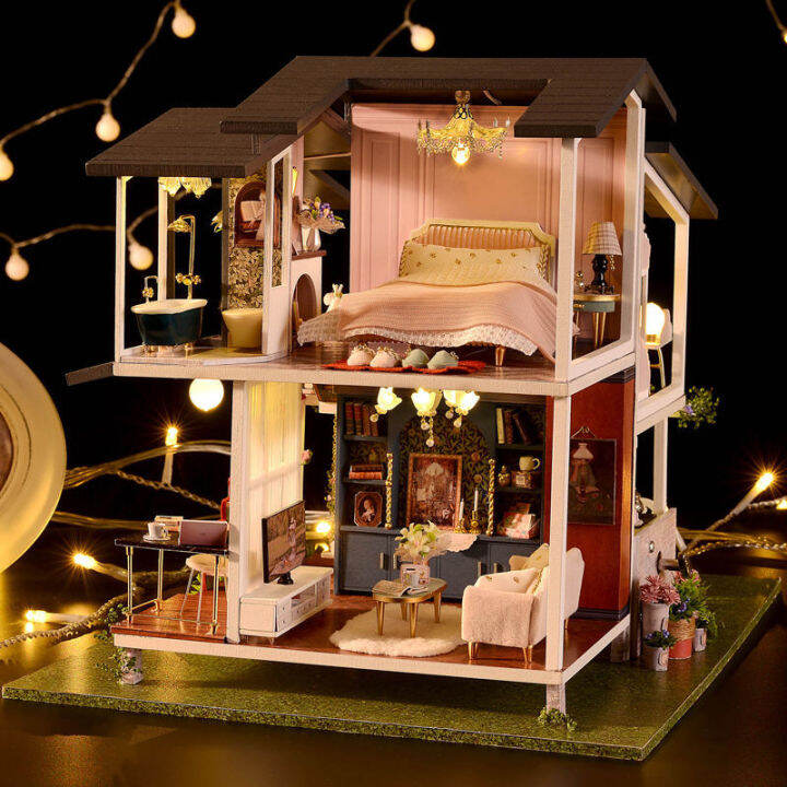 2023diy-กระท่อมบ้านแฮนด์เมดประกอบโมเดลวิลล่าปริศนาสามมิติเด็กผู้หญิงของเล่นเด็กของขวัญวันเกิด
