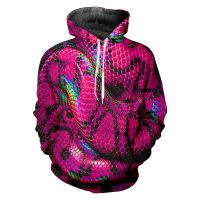 2023 style Men Hoodies Pink Snake Skin 3D Print Winter  Unisex Couple Pullover Streetwear Sweatshirts Male Animal Pattern Custom