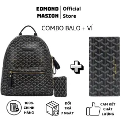 Balo EDMOND MASION MONOGRAM SS1 trắng tặng ví keychain và cardholder size  M/L balo cặp túi EDM