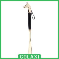 [Colaxi] แตรรองเท้าโลหะด้ามจับไม้สีดําขนาด 32 ซม./2.6 นิ้ว