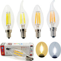 ERANPO เทียน Led หรี่แสงได้หลอดไฟ2W 4W 6W E14 Led 220V Retro Edison Filament แผ่นเรืองแสง LED C35 Light สำหรับโคมไฟโคมระย้า