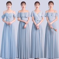 2 2021 New Simple Bridesmaid Dresses Chiffon V Neck Wedding Guest Dress Girls Party Gowns Zipper Back Stage Dress Floor Length Hot