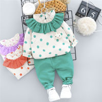 Baby Girls Clothing Sets Spring Autumn Newborn Infant Clothes Outfits Children Kids Lace Dot Tops Pants Princess 2 Pieces Suit