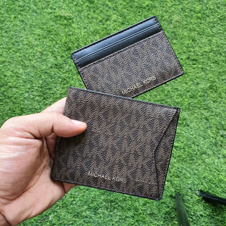 Guaranteed Authentic Michael Kors Set Two Piece Leather Billfold Mens Wallet  With PVC Card Case - Brown | Lazada PH