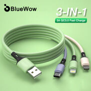 BlueWow Cáp Sạc Nhanh 3 Trong 1 Cáp Sạc Đa Năng Chất Liệu Silicon Lỏng USB
