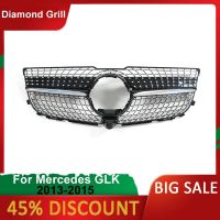 Diamond Front Grille For Mercedes Benz GLK Class X204 Black Silver Front Racing Grill 2013-2015 Car Grill Accessories