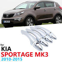 ฝาครอบที่จับประตูชุบโครเมียมสำหรับ KIA Sportage MK3 SL 2010 ~ 2015สติกเกอร์ป้องกันการซ้อนทับแม่พิมพ์เครื่องประดับ Hiasan Mobil