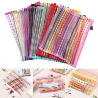 Nylon Pencil Case Simple Rainbow color Mesh Document Bag Multicolor Zipper Stationery Bag Storage Bag Office School Supplies