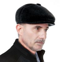 Mens Winter Warm Fur Hat Male Imitation Mink Fur Earmuffs Cap Students Peaked Ear Portection Visors Cap Earmuffs B-7375