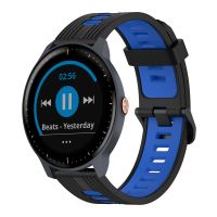 สำหรับ Garmin Vivoactive 3สาย20มม. แบบ2นาฬิกาซิลิโคนสีลายแนวตั้ง (ดำ + น้ำเงิน)