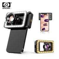 APEXEL New Upgrated 4k HD 100mm macro lens With LED Fill Light Universal Clamp Micro Lenses for iPhone Samsung all smartphones Smartphone Lenses