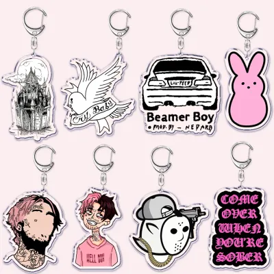Lil Peep Rapper Keychain for Accessories Bag Pendant Crybaby Hellboy Love Yikes Letter Key Chain Ring Keychains Jewelry Gift