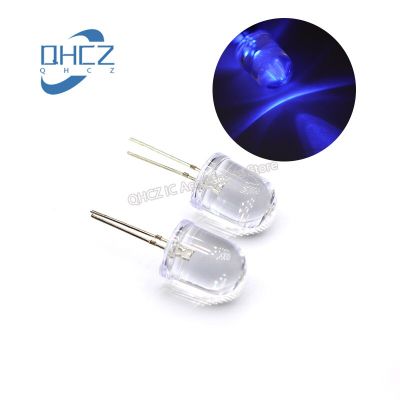 100pcs 10MM blue light F10 LED light-emitting diode super bright lamp beads spotlight round head transparent In Stock Electrical Circuitry Parts