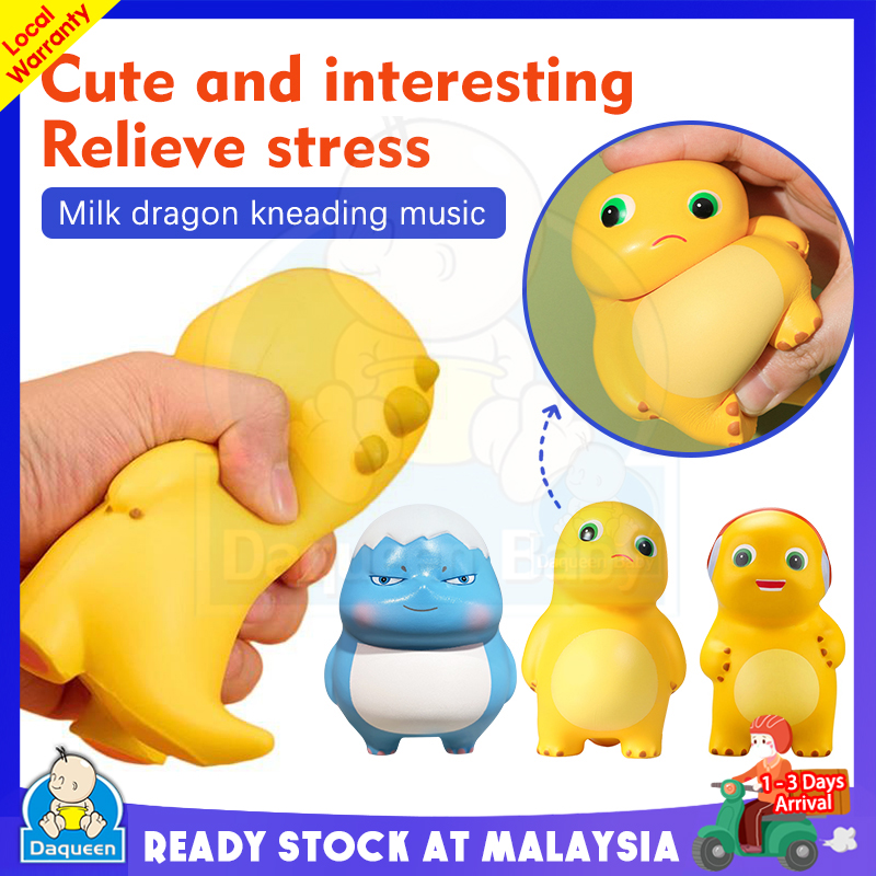 [Ready Stock] Little Milk Dragon Squishy Toy Stress Relief Toy Dinosaur Elastic Peach Squeeze Slow Rebound Decompression Toy Squishy Toys