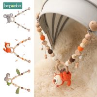 Bopoobo 1PC Baby Wooden Teether Pram Clip Chewable Crochet Rattle Necklace Mobile Holder Dummy Clip Pacifier Chain for Baby Gift Clips Pins Tacks