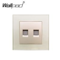 Rj45เบ้าติดผนังหน้าจอโทรศัพท์ Wallpad ข้อมูลคู่พอร์ตอินเทอร์เน็ต Cat5ตัวเชื่อมต่อคอมพิวเตอร์86Mm * 86Mm