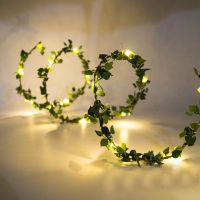 ๑ leaves garland fairy light led copper wire battery chain lights for wedding forest table christmas house party decorate