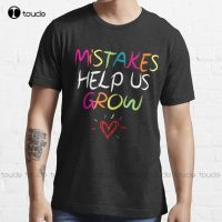 Mistakes Help Us Grow Growth Mindset Teacher Essential T-Shirt Yellow Shirt Custom Aldult Teen Unisex Digital Printing Tee Shirt